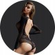 Еротична білизна Bodystocking Чорне Боді Довгий Рукав Костюм Сітка