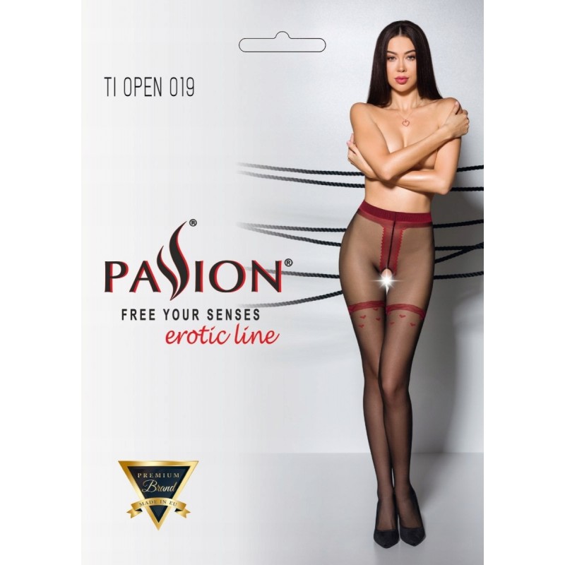 Колготки з дірочкою чорно-червоні TIOPEN 019 black/red 1/2 (20 den)