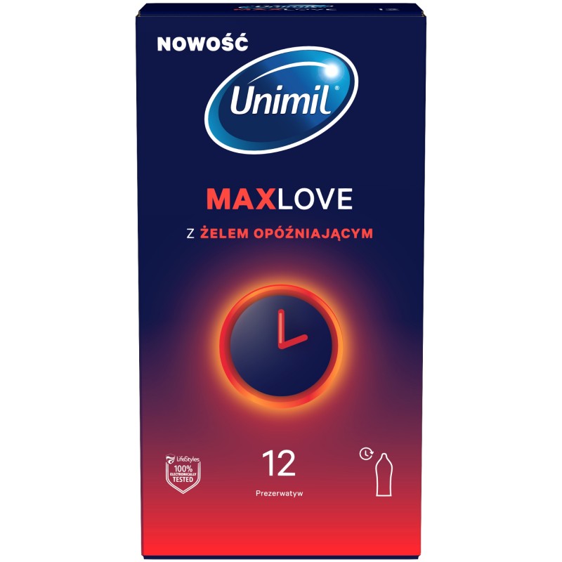 Презервативи UNIMIL MAX LOVE для затримки еякуляції, що подовжують статевий акт, 24 шт.