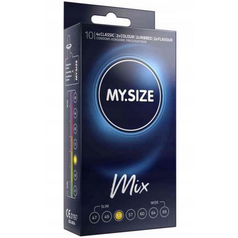 MY.SIZE MIX 53 мм презервативи ПІДІЙДУТЬ 10 шт. Стимулюючі Класичні