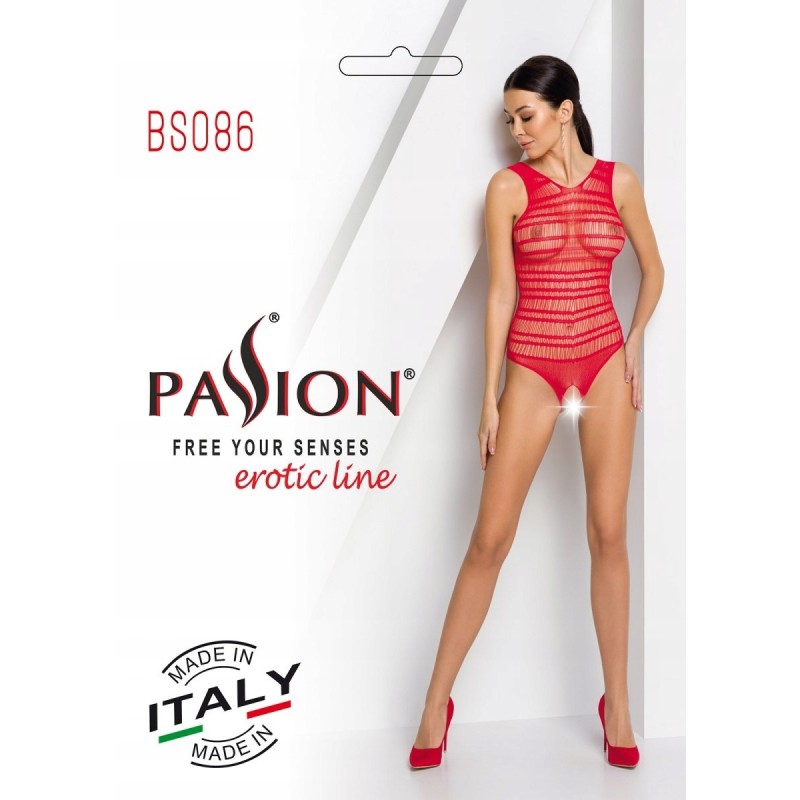 Бодістокінг - еротична білизна BS086 red - червоний PASSION one size