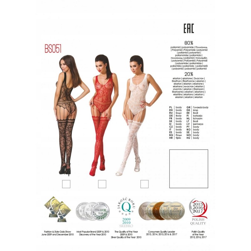 Бодістокінг - еротична білизна BS051 white - білий PASSION one size