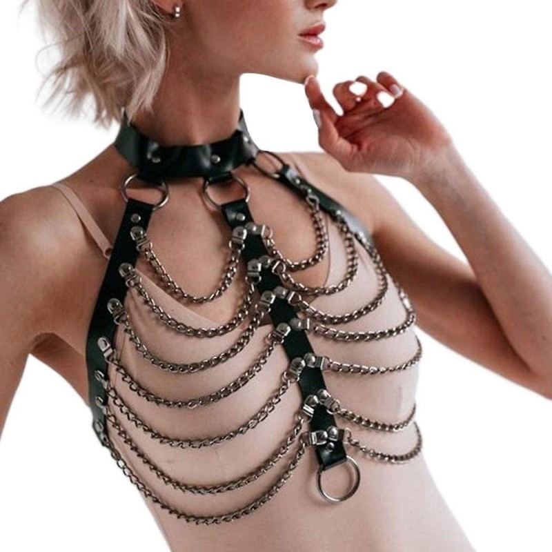 НАШИЙНИК ДЛЯ ШИЇ З ЛАНЦЮГАМИ, HARNESS БДСМ