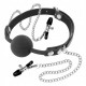 Кляп з затискачами для сосок Silicone Gag Ball With