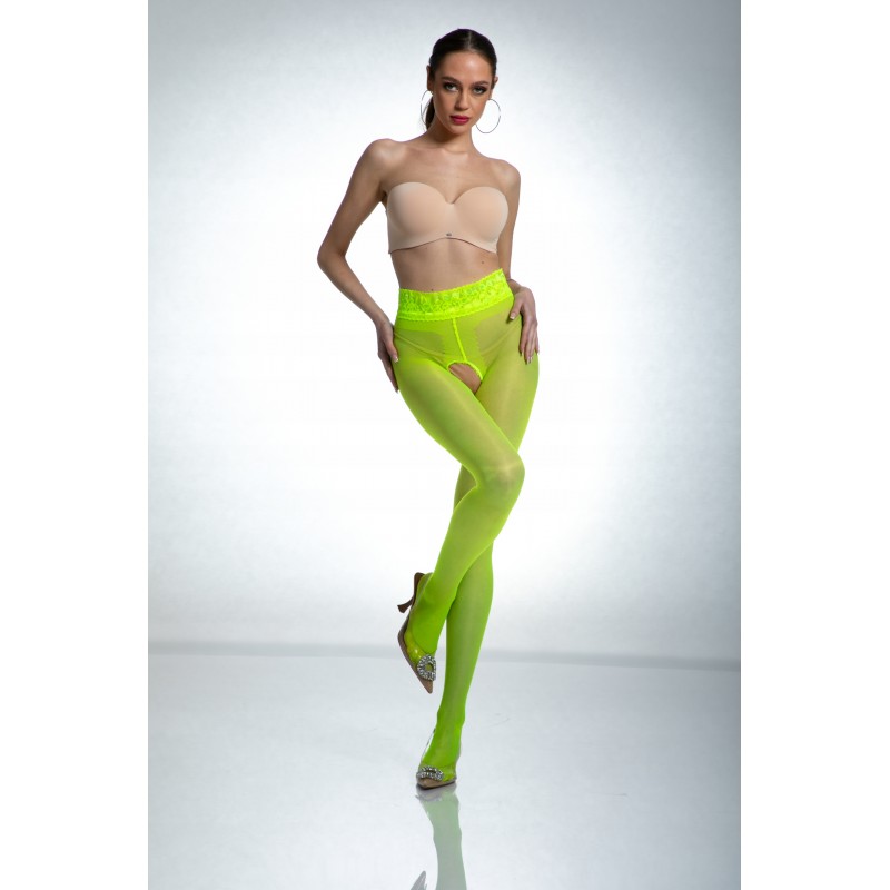 Колготки Жіночі Мереживні з Діркою 1/2 Товщина 30 Den Hip Lace Жовті