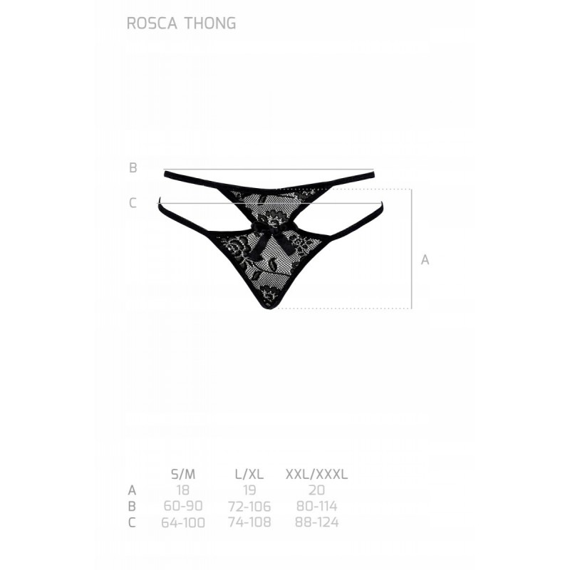 Сексуальні чуттєві жіночі трусики ROSCA THONG чорні L/XL - Passion