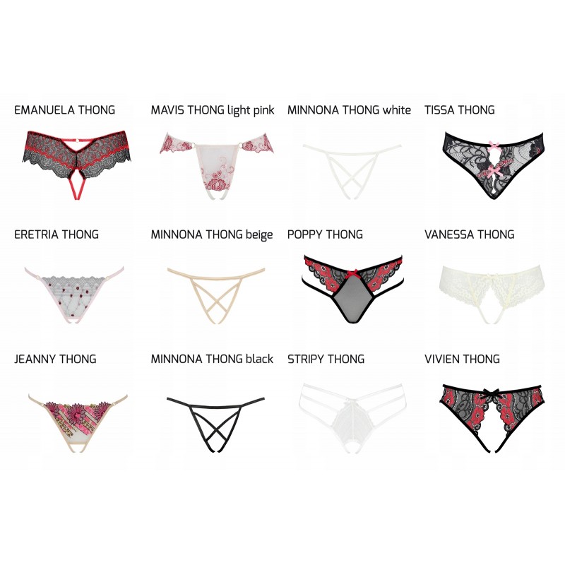 Сексуальні чуттєві жіночі трусики ROSCA THONG чорні L/XL - Passion