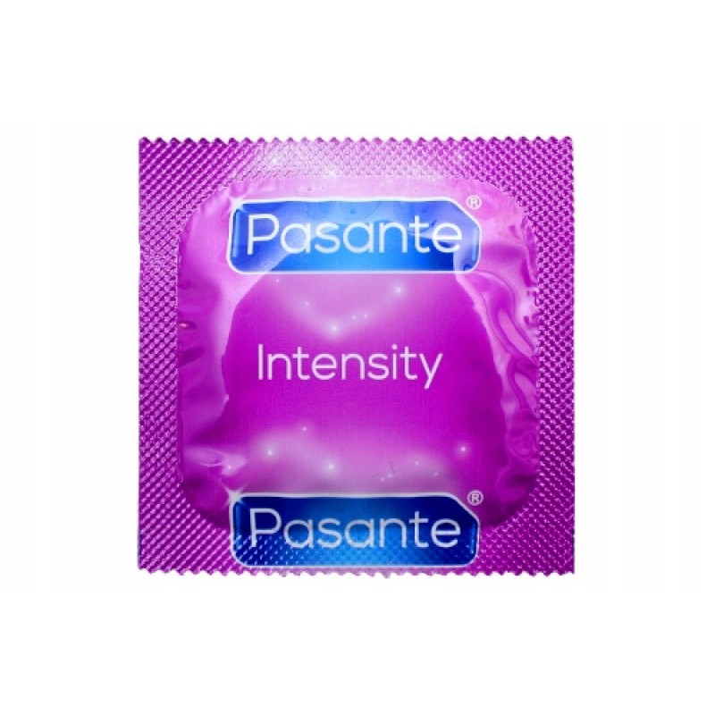 Презервативи PASANTE INTENSITY 50 шт. з ребрами та пухирцями для посилення оргазму