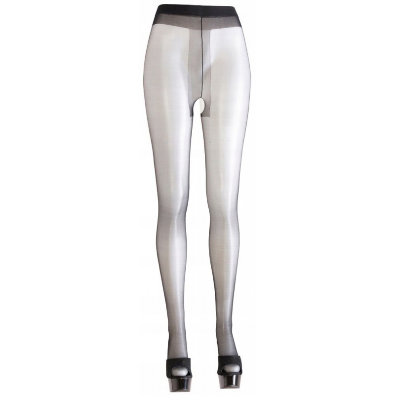 Колготки з отвором у кроці XL чорні Cottelli Legwear