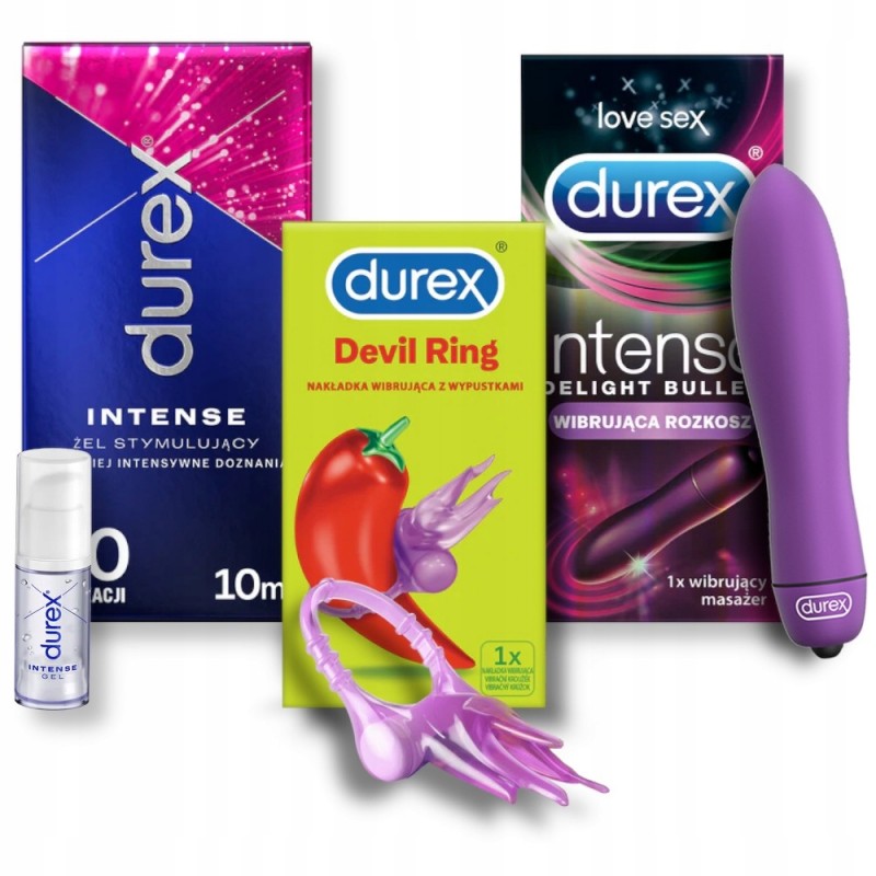 Набір DUREX гель INTENSE ORGASMIC вібратор DELIGHT кільце DEVIL RING