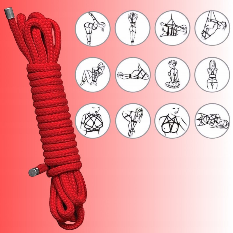 Мотузка для SHIBARI 5м червоний шнур БДСМ для знерухомлення та зв'язування міцна