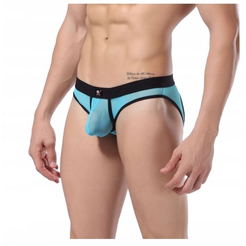 ЧОЛОВІЧІ SLIPKI ТРУСИКИ ВІДКРИТИЙ ЕФЕКТ PUSH UP JOCKSTRAP СІТКА СИНІ XL