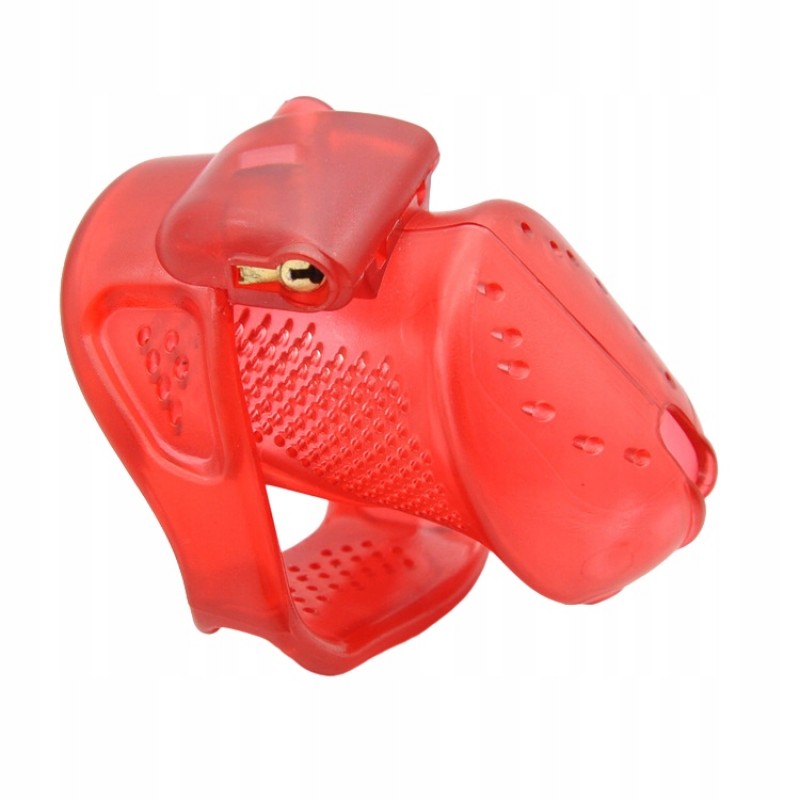 КОРОТКИЙ ЧОЛОВІЧИЙ ПОЯС ЧЕСНОТИ ЧЕРВОНА КЛІТКА ДЛЯ ПЕНІСА, CHASTITY CAGE