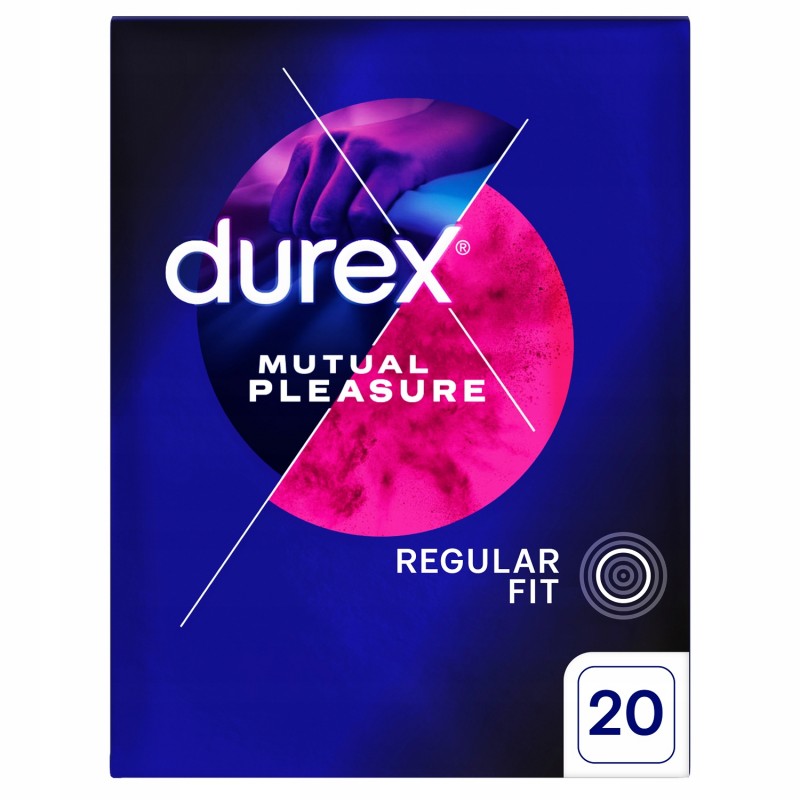 Презервативи Durex Mutual Pleasure 20 шт. зі стимулюючими ребрами та крапками для затримки еякуляції