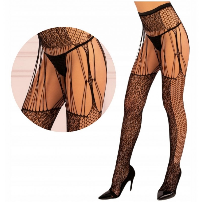 Пряні Жакардові Панчохи З Поясом - Lamean LivCo Corsetti Fashion S-L