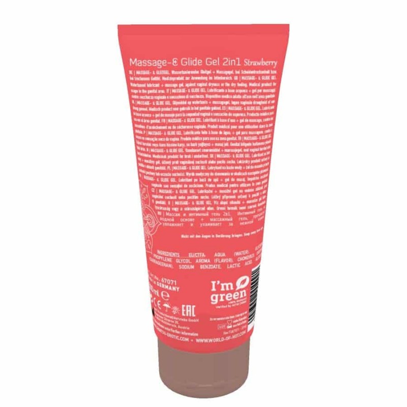 МАСАЖНА ОЛІЯ ТА ЛУБРИКАНТ 2в1 ПОЛУНИЦЯ 200МЛ STRAWBERRY SCENT