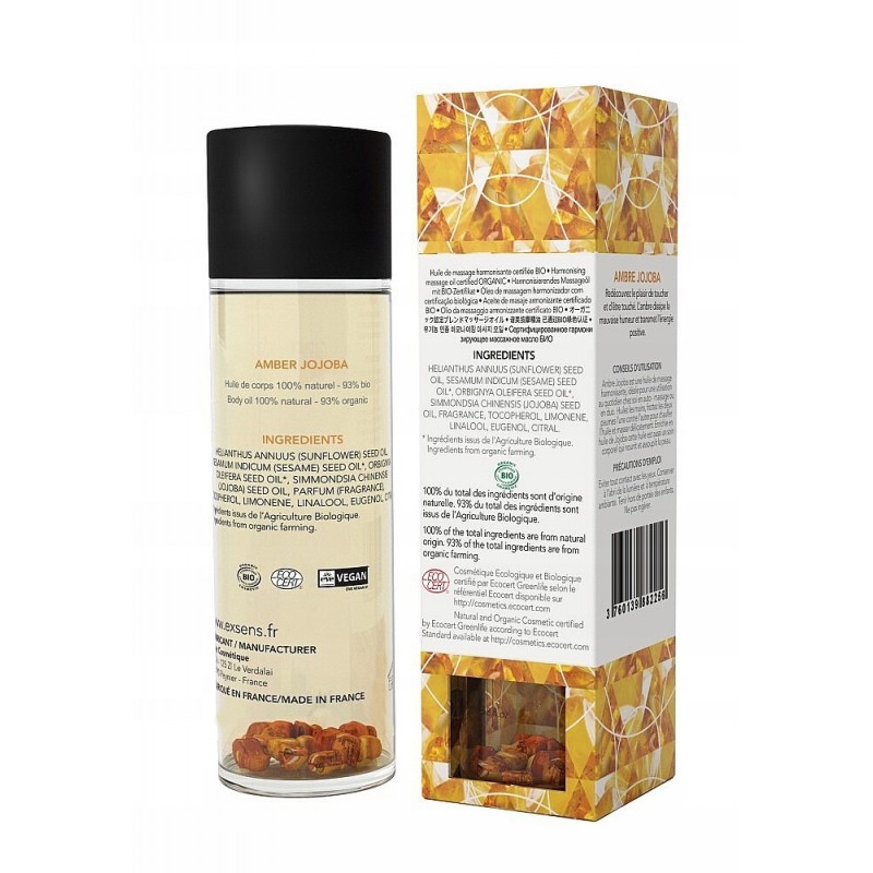 Масажна олія Exsens Organic Amber Jojoba (100 мл), масажна олія з камінцями