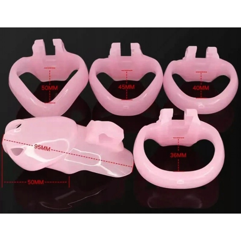 РОЖЕВИЙ ЧОЛОВІЧИЙ ПОЯС ЧЕСНОТИ CHASTITY КЛІТКА ДЛЯ ПЕНІСА 4 ОРІНГИ XL