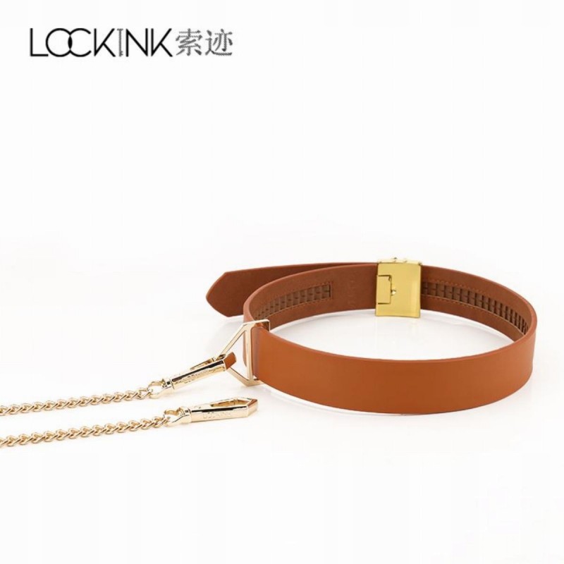 LOCKINK феєрія з поводком Collar with Leash Set Браун