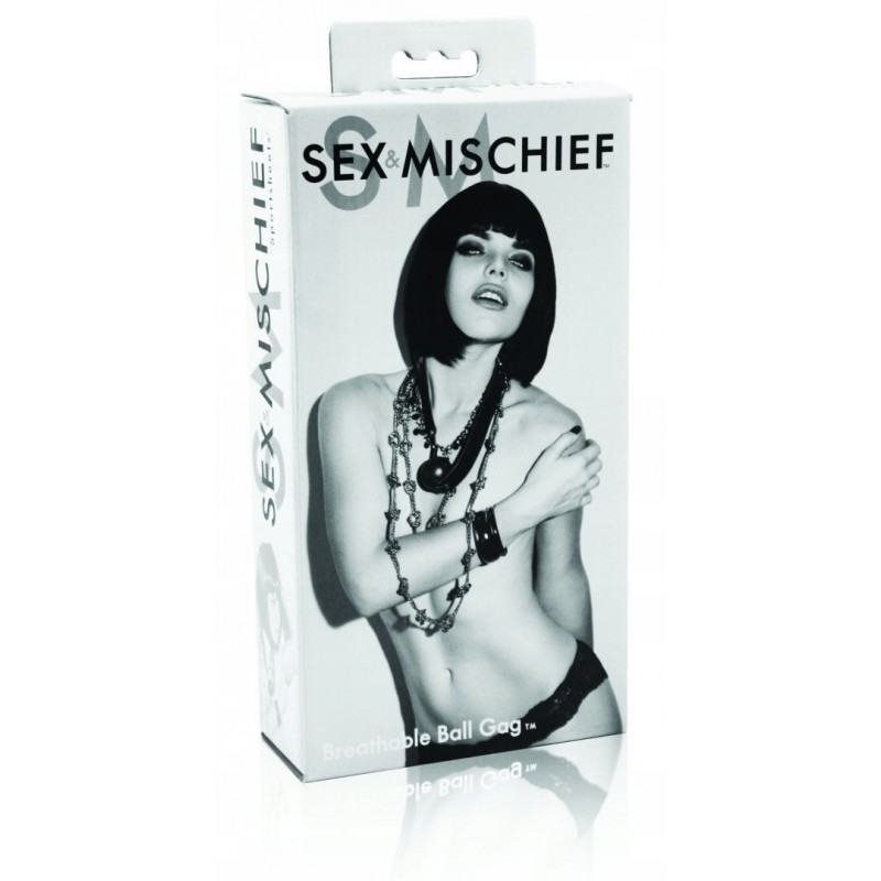 S&M Breathable Ball Gag регульований кляп з кулею, чорний, 5 см