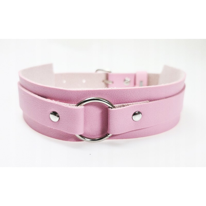 Стильний рожевий нашийник для шиї Choker з коліщатком БДСМ