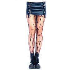 Колготки рибальські Cross Mesh з мотивом чорних хрестів one size