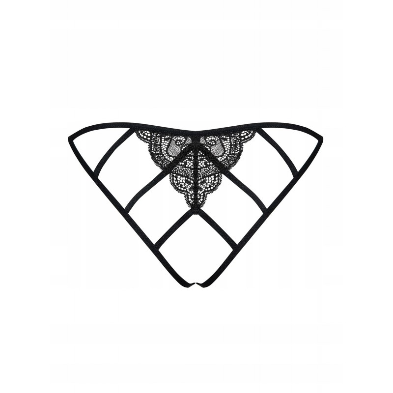 Стрінги Obsessive Miamor crotchless panties р. S/M чорний