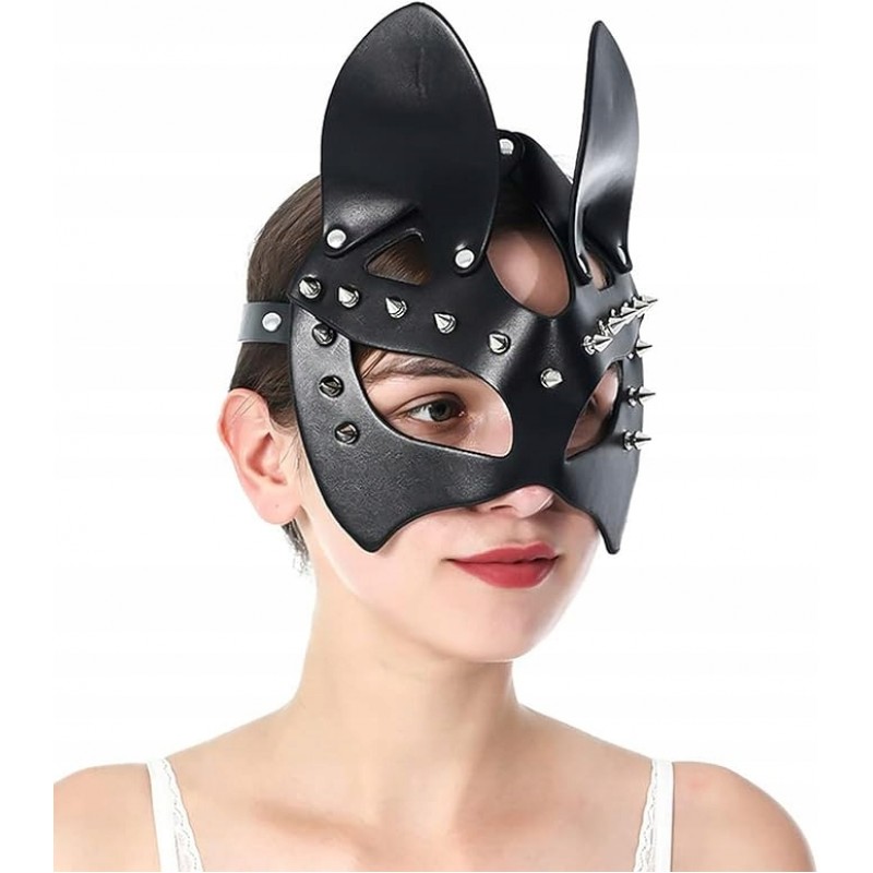 Чорна Сексуальна Жіноча Маска З Штифтами БДСМ Catwoman Кошеня