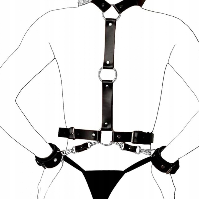 HARNESS ЗБРУЯ БДСМ З НАРУЧНИКАМИ ТА НАШИЙНИКАМИ