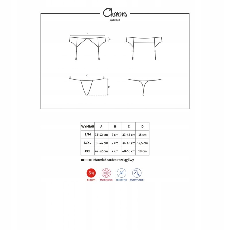 Пояс для панчіх Obsessive Charms білий р. L/XL