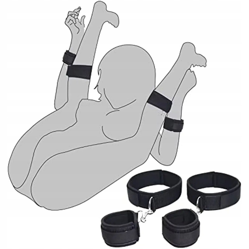 Комплект БДСМ Секс Бондаж Restraints для пар Регульовані Ремінці з Наручниками Kit