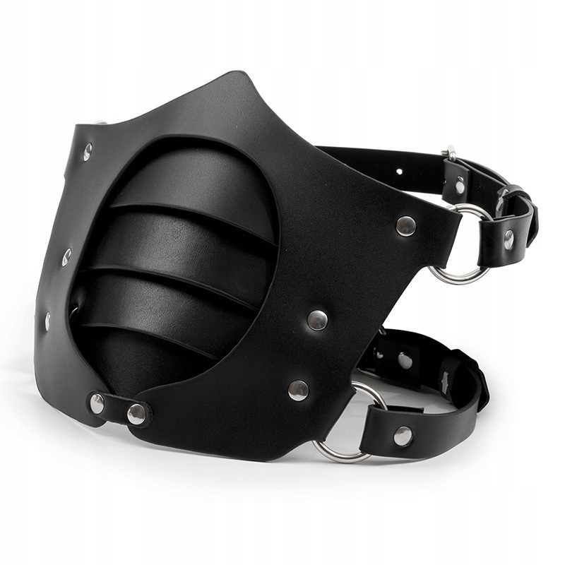 Комплект БДСМ – маска і пояс harness з екошкіри, чорний комплект фетиш, унісекс