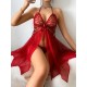 Червоний Babydoll Сексуальна Футболка Нічна Жіноча Еротична Жіноча Стрінги