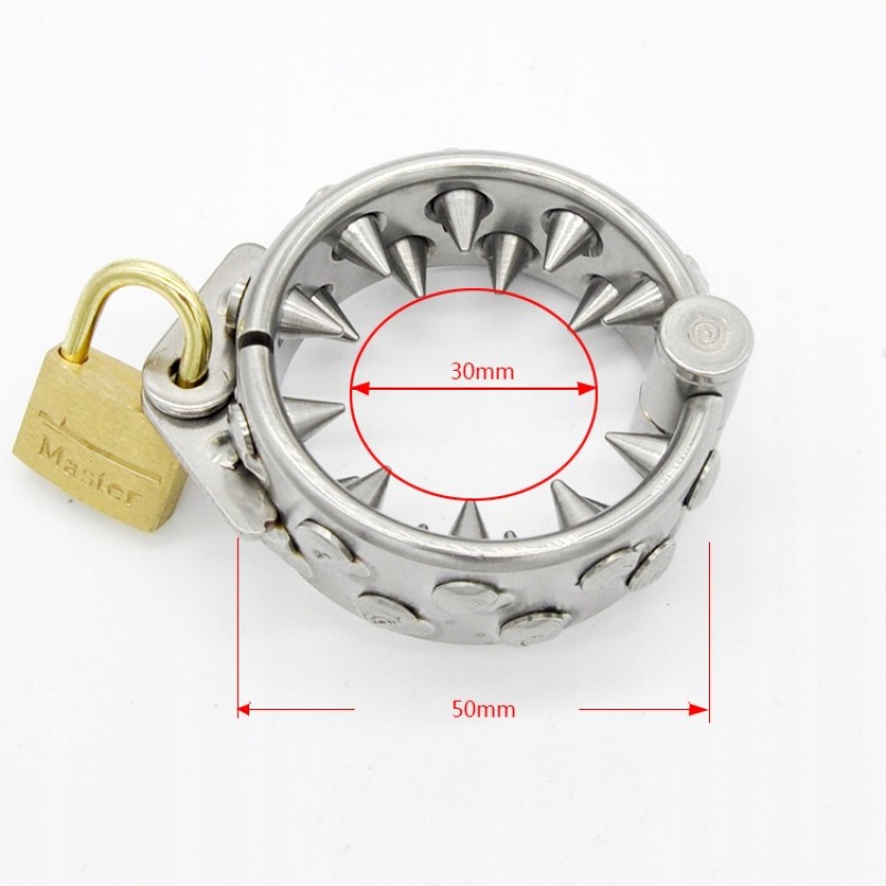 КІЛЬЦЕ З ШИПАМИ, ЩО ЗАКРИВАЄТЬСЯ НА ЗАМОЧОК, CHASTITY COCK RING БДСМ СТАЛЕВИЙ