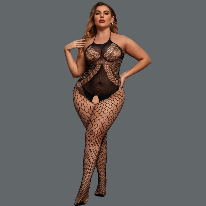 Сексуальна еротична білизна бодістокінг з діркою боді PLUS SIZE XL XXL 3XL