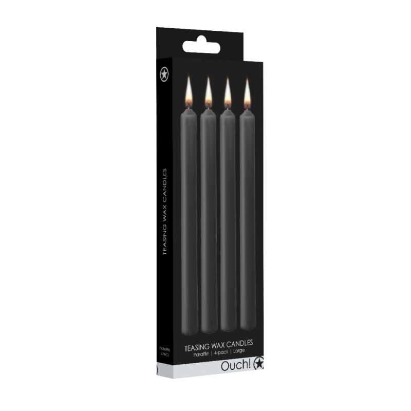 Teasing Wax Candles Large 4-Pack Black - Чорний Набір Довгих Свічок Для Бдс