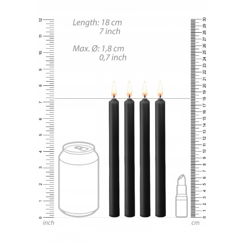 Teasing Wax Candles Large 4-Pack Black - Чорний Набір Довгих Свічок Для Бдс