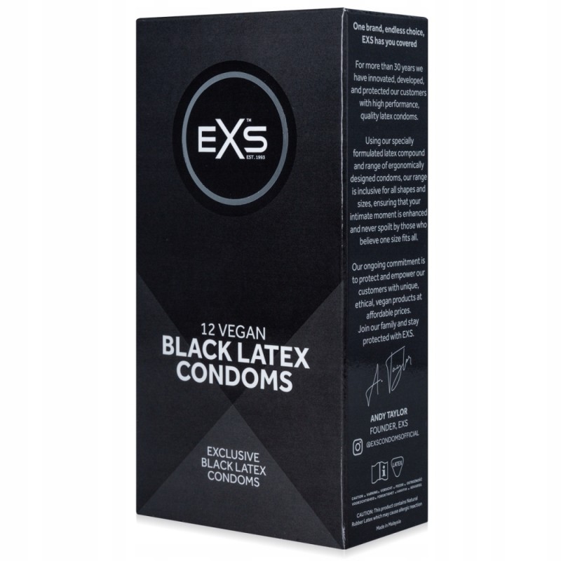 EXS Презервативи з ЧОРНОГО ЛАТЕКСУ, BLACK LATEX 12 шт