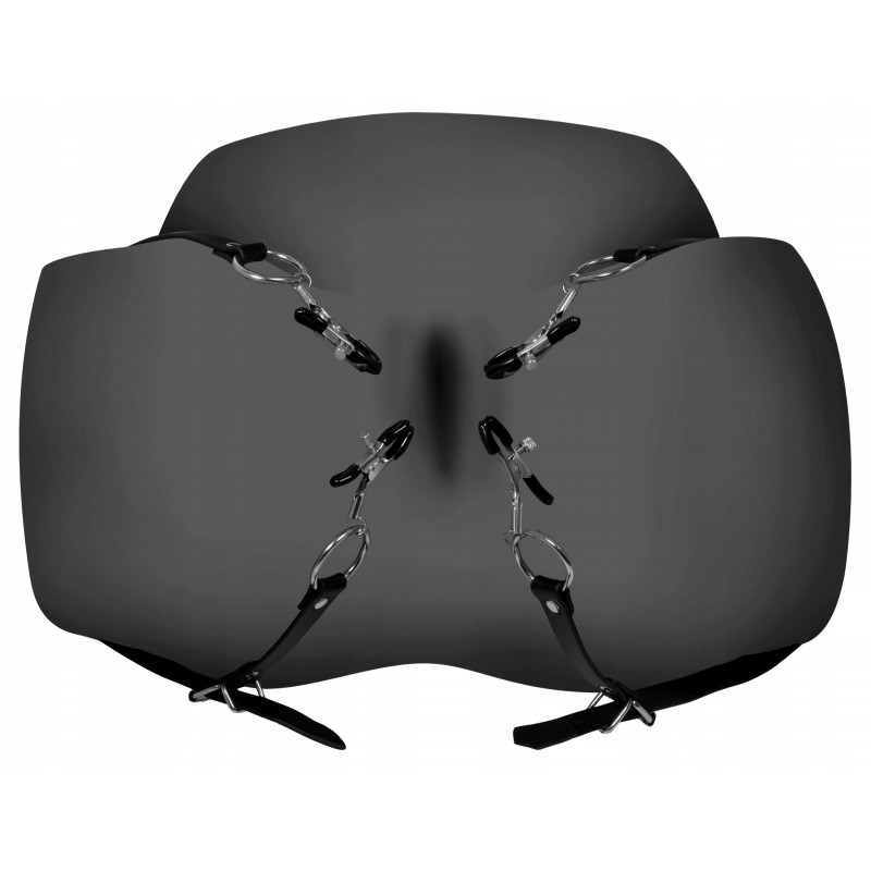 ЗАТИСКАЧІ ДЛЯ СТАТЕВИХ ГУБ РОЗВ'ЯЗУВАЧ Labia Spreader with Clamps - Black