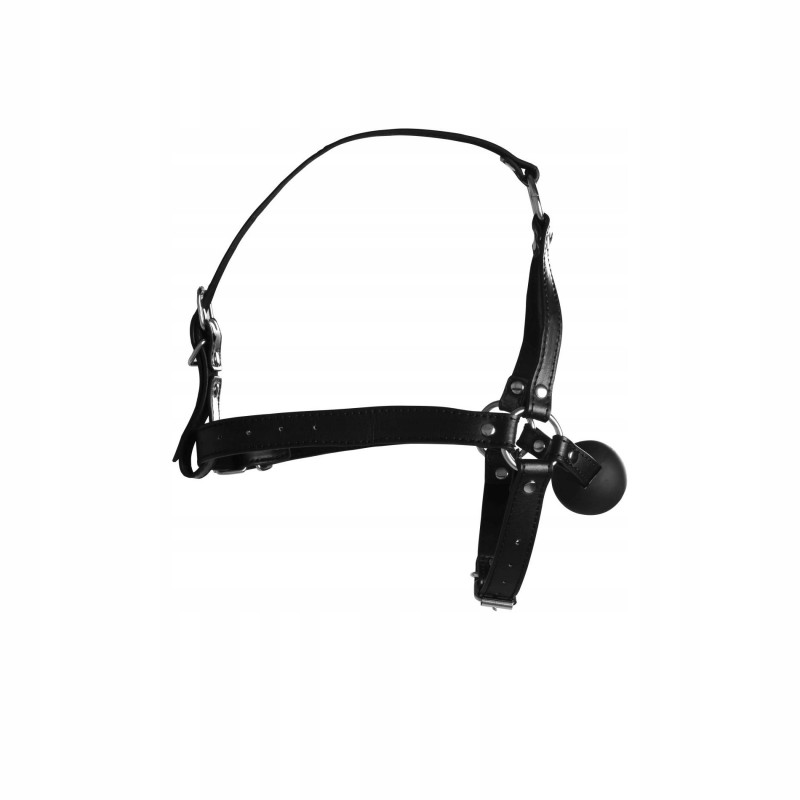 Head Harness with Solid Ball Gag - Чорний
