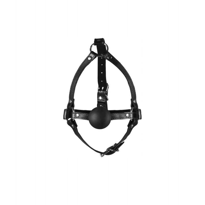 Head Harness with Solid Ball Gag - Чорний