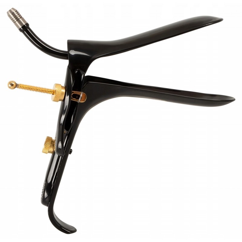 Fetish Collection Speculum з трубкою для рідини, нержавіюча сталь, чорний 15см