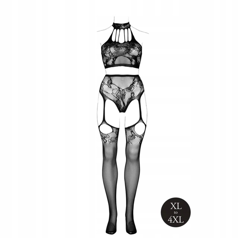 Two Piece with Halter Turtleneck and Pantie with Attached Stockings - OSX -