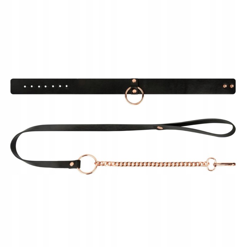 Rosy Gold - Collar with Leash - Чорний