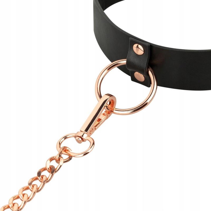 Rosy Gold - Collar with Leash - Чорний