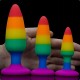 Анальна пробка Силіконова Веселкова 9 см Butt Plug Rainbow Малий Анальний Plug