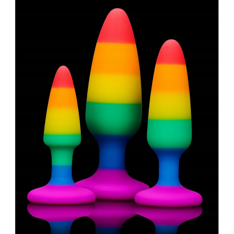 Анальна пробка Силіконова Веселкова 9 см Butt Plug Rainbow Малий Анальний Plug