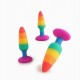 Анальна пробка Силіконова Веселкова 9 см Butt Plug Rainbow Малий Анальний Plug