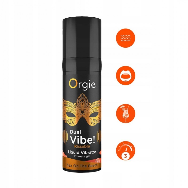 Вібруючий інтимний гель Dual Vibe Kissable Sex On The Beach. Гель зі смаком кокта