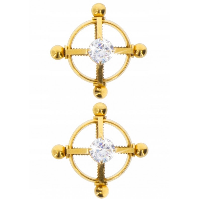 Taboom Регульовані затискачі для сосок зі стразами золоті Divine Cross Clambs